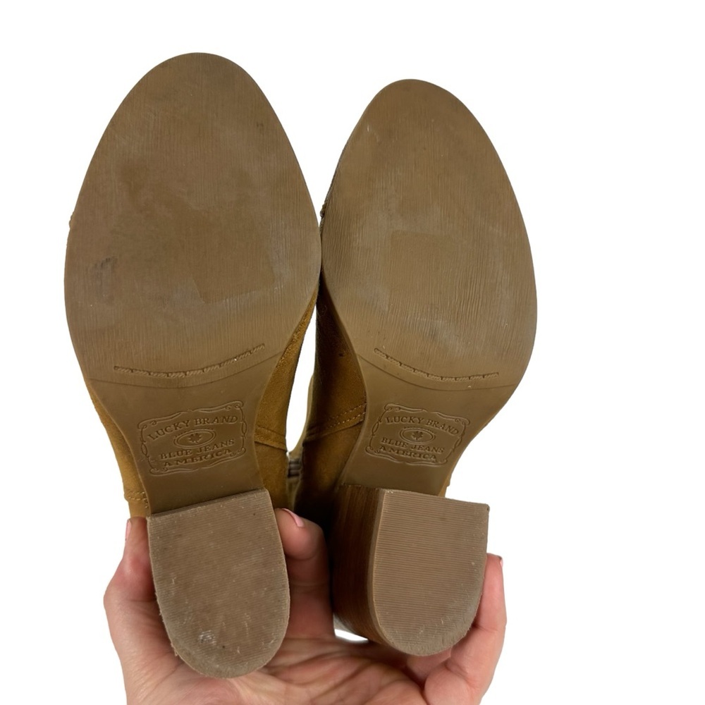 Lucky Brand Laureen Leather & Suede Chunky Heel Ankle Boots Brown Size 7.5 - Picture 5 of 5